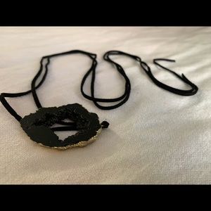 Black Druzy Long Necklace